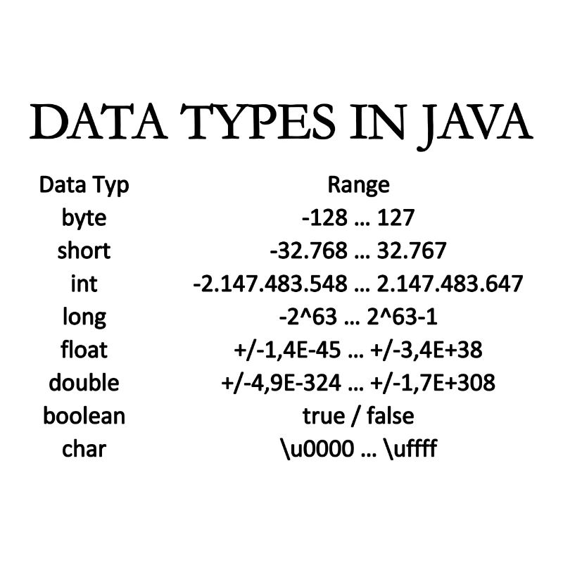 TYPES DE DONNEES EN JAVA (affiche)