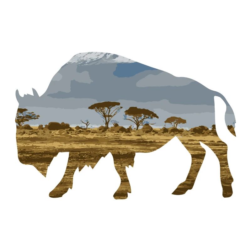 Idée cadeau bison animal double exposition