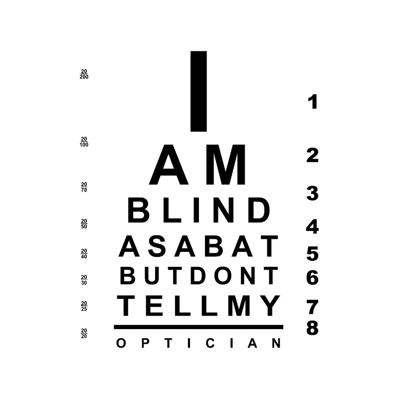 I am blind as a bat eye chart