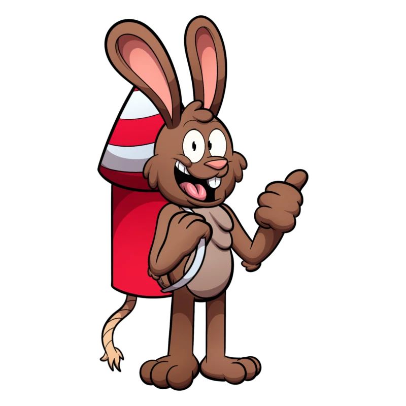 Lapin avec jetpack pyrotechnique