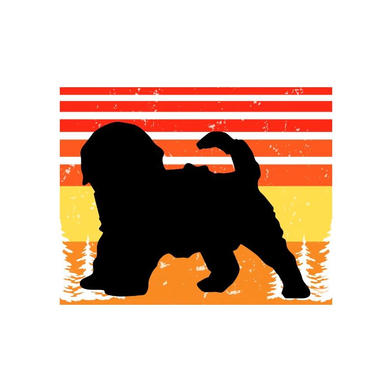 Cockapoo Dog Lover Silhouette Vintage Sunset
