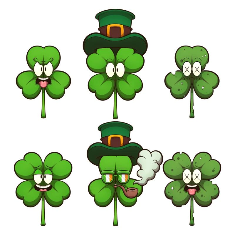 Cute Four-Leaf Clovers Characters