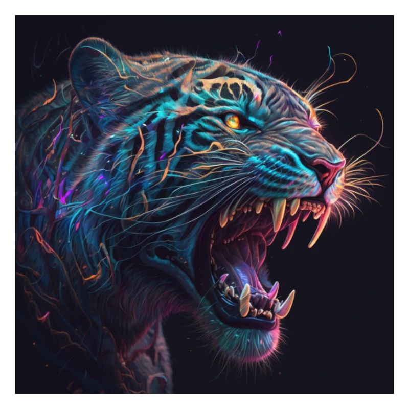 Farbiger Tiger / Säbelzahntiger, EINZIGARTIG