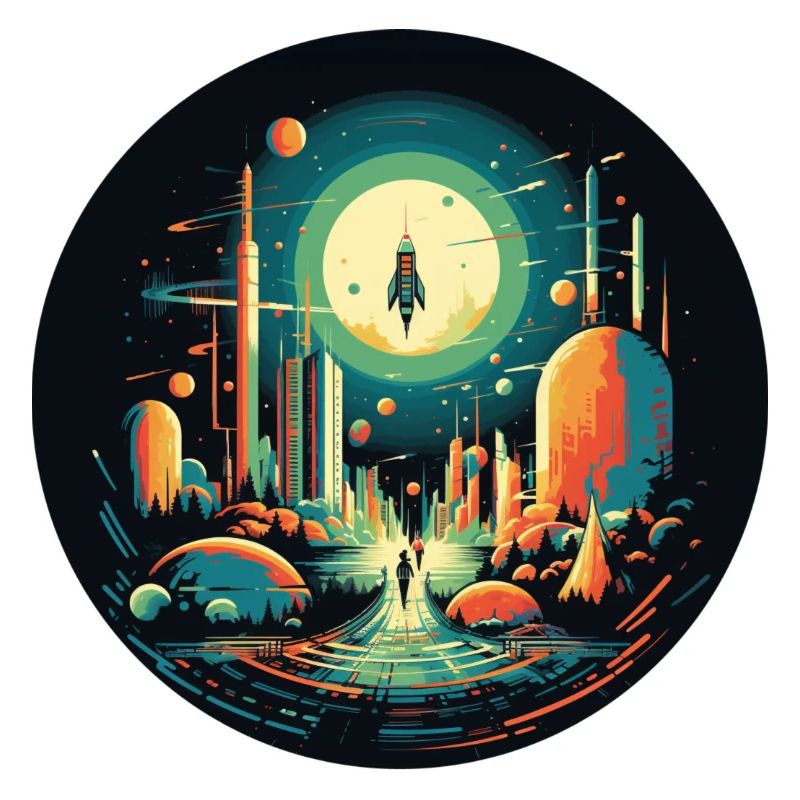 Lancement de fusée dans un style de dessin animé rétro
