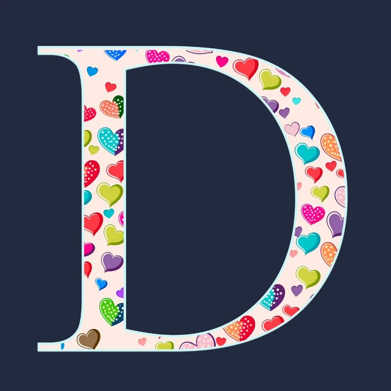 Customizable Monogram D Heart Pattern