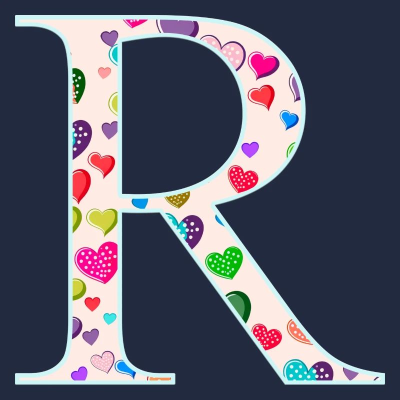 Customizable Monogram R Heart Pattern