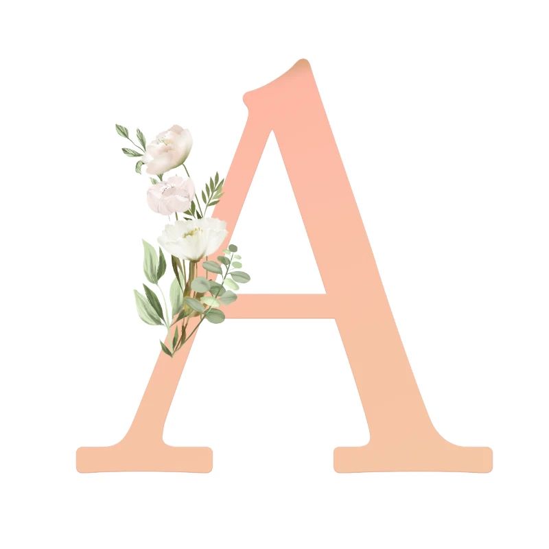A Monogramm, minimal, pastel, Blumen