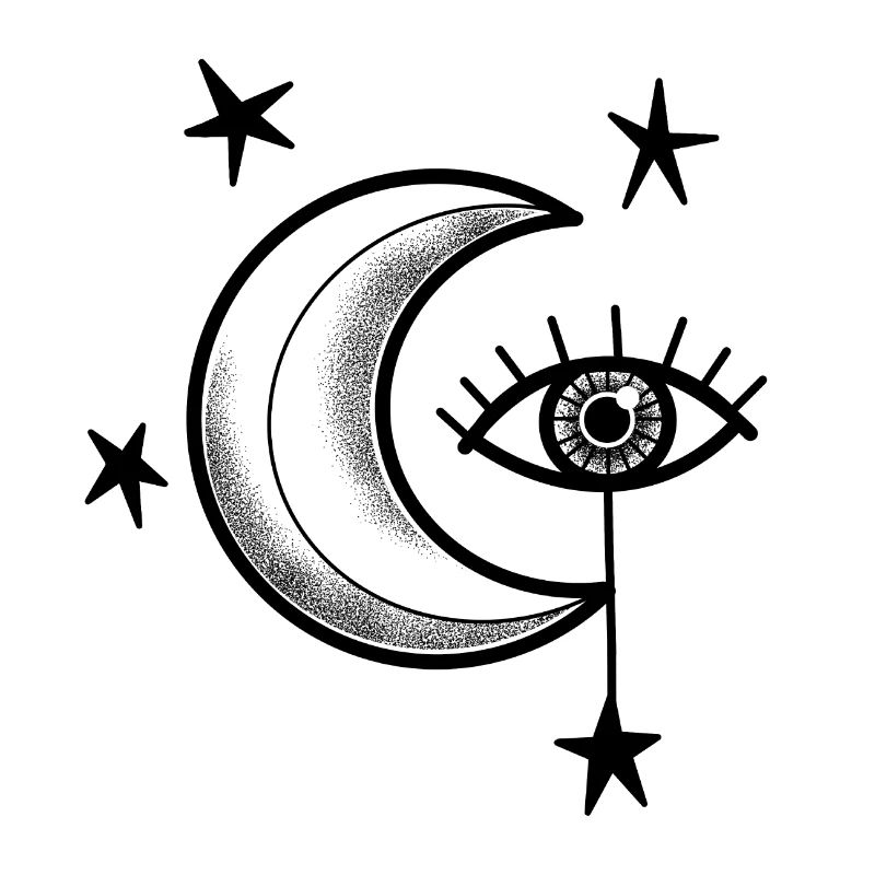 Tat style Witchy Boho Oeil Et Lune Étoiles