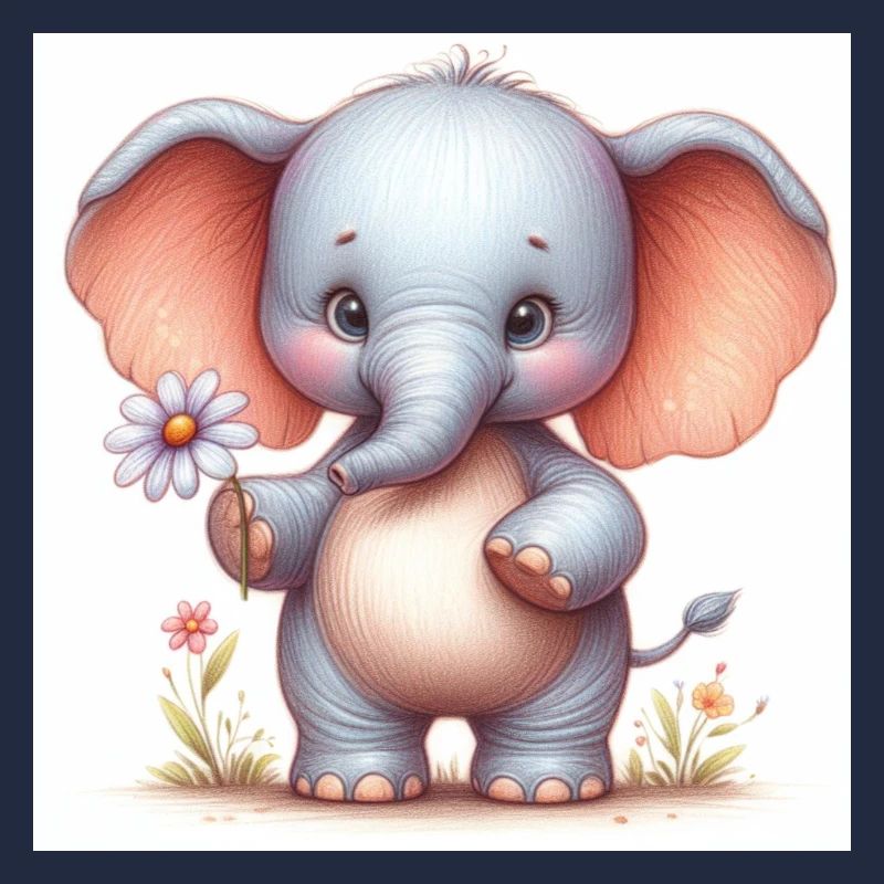 Elefantenbaby mit einer Blume