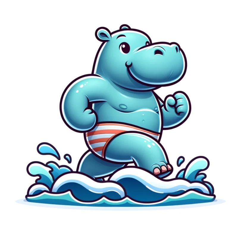 Hippopotame de compétition de natation