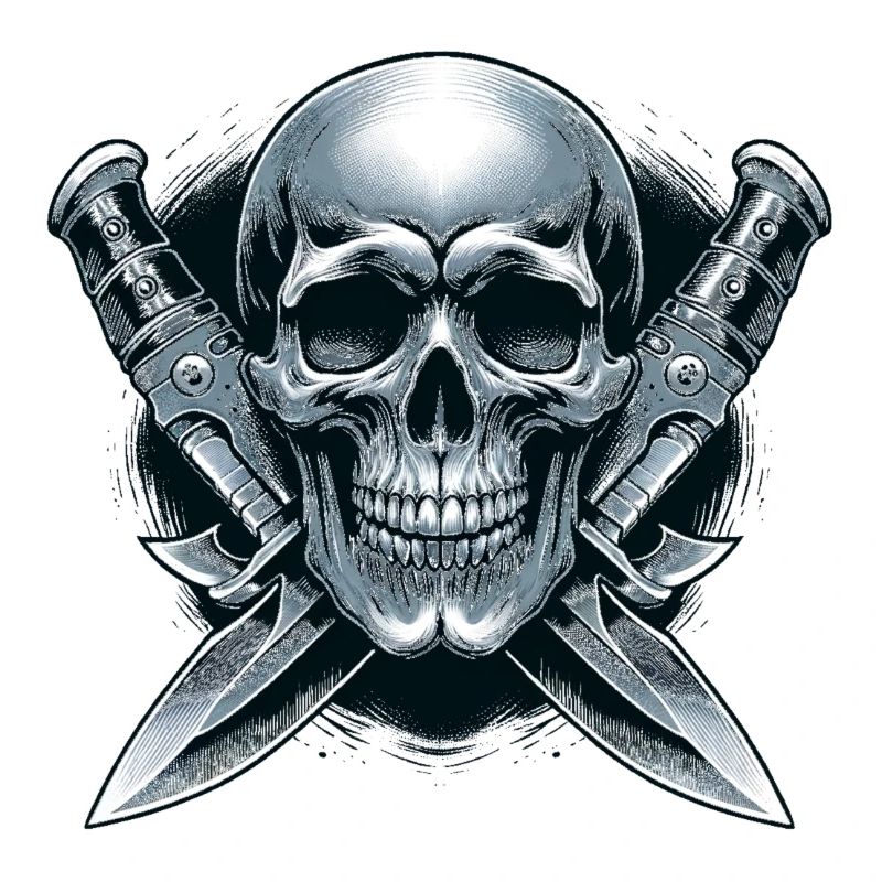 Twin Blades: Skull Between Daggers