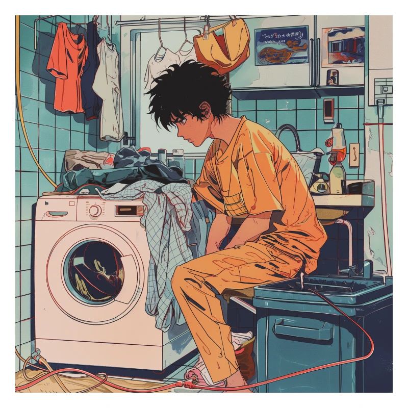 Années 80 Anime Guy Calmant Impression de mode de haute qualité
