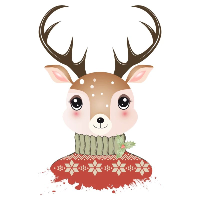 niedlicher schicker Hirsch mit Weihnachtspullover