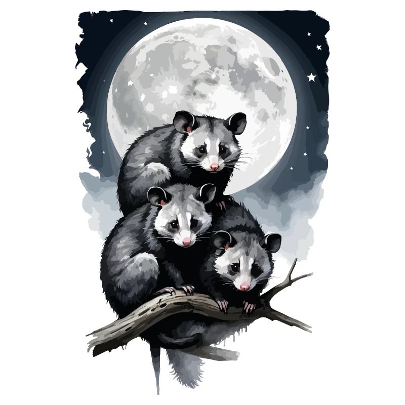 Opossum, das vom Mond beleuchtet wird.