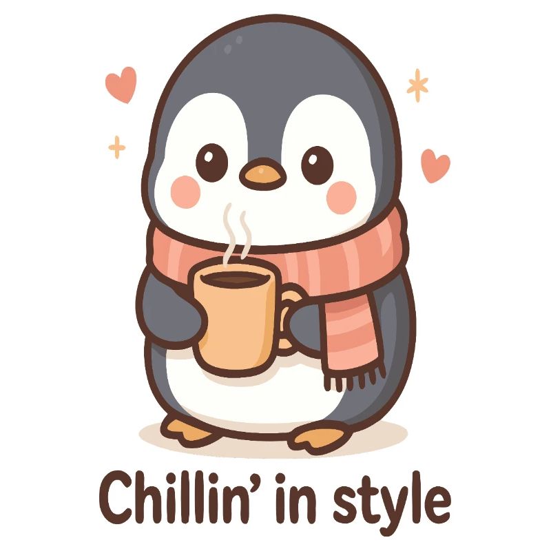 Niedlicher Pinguin mit Kaffee