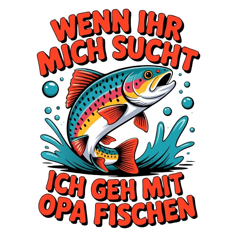 Angeln mit Opa mit springender Forelle