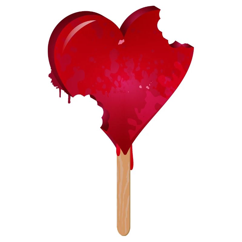 Rotes Herz Eis mit Biss