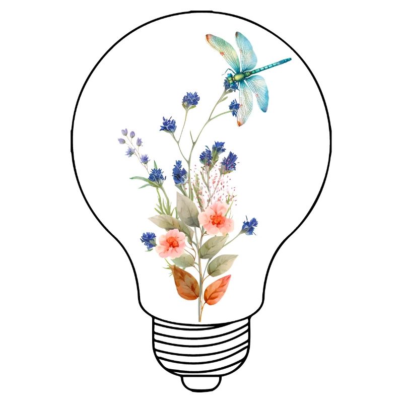 Une lampe à ampoule avec des fleurs Glühbirne mit Blumen