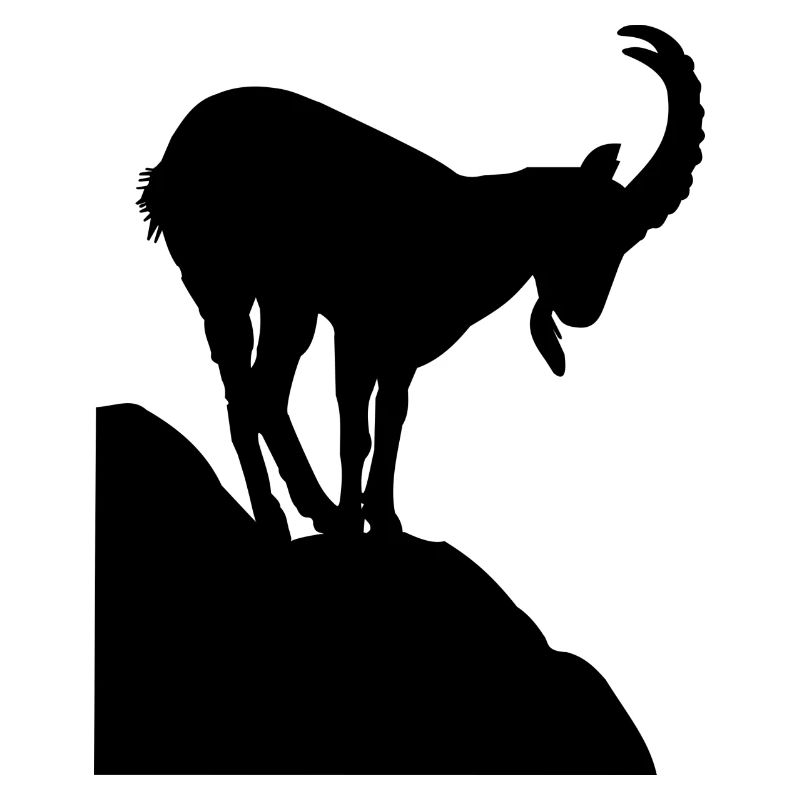 Capricorn on mountain. Vector black