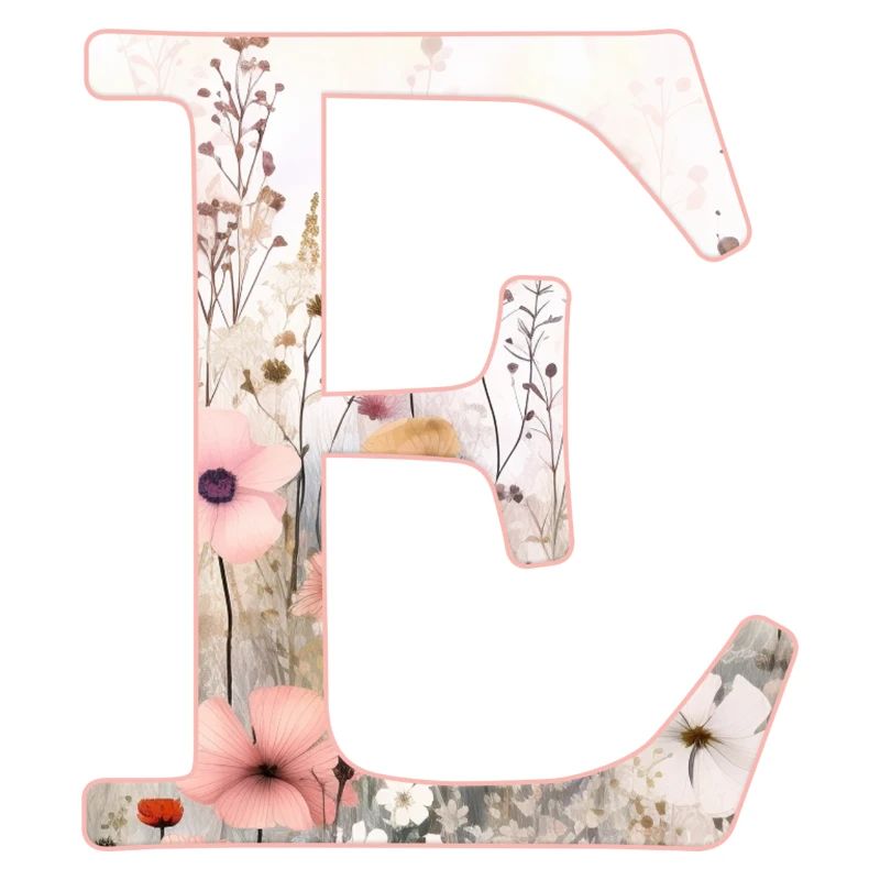 Customizable Monogram E Floral Pattern