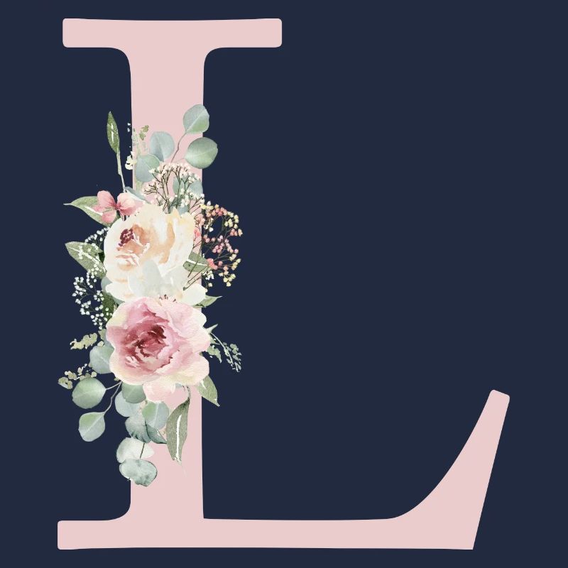 L| Monogram | Eucalyptus Pastel Flower Blue