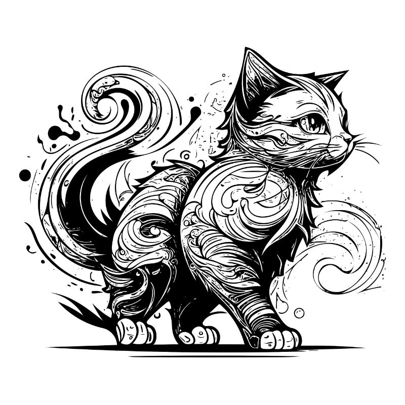 Chat mignon dans le style tatouage
