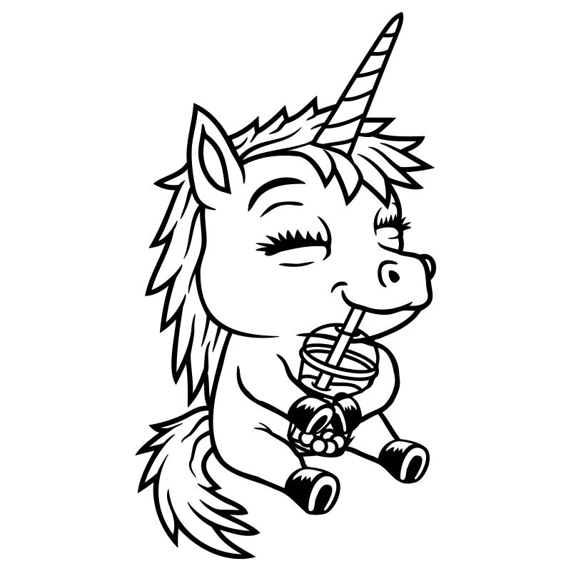 Unicorn drinks Boba tea