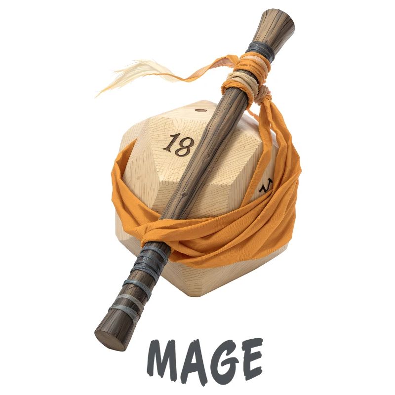 D20 with Wand – Mage Fantasy Dice