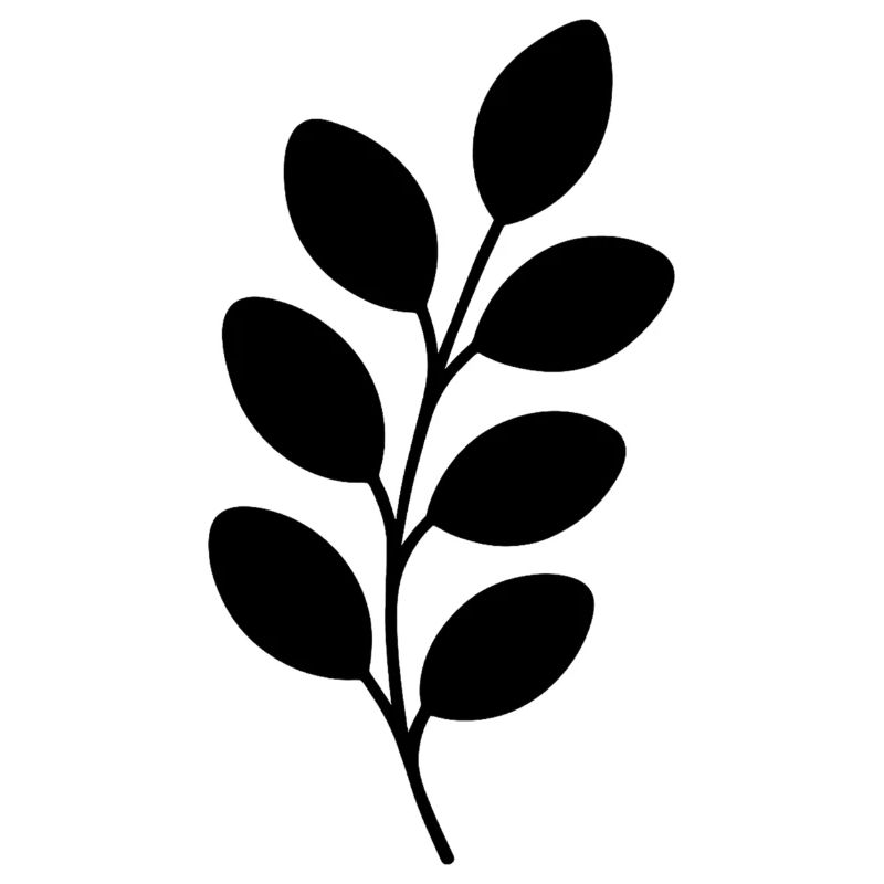 Branche de feuille à silhouette noire