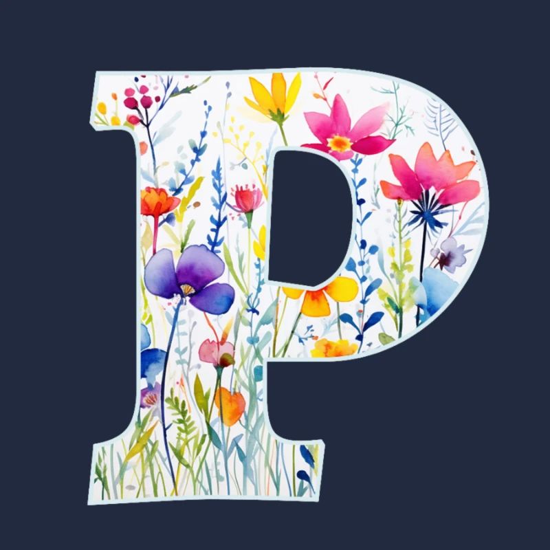 Buchstabe P, Monogramm, Blumenmuster