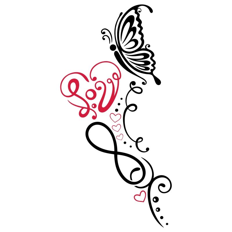 Herz mit Schmetterling, infinity