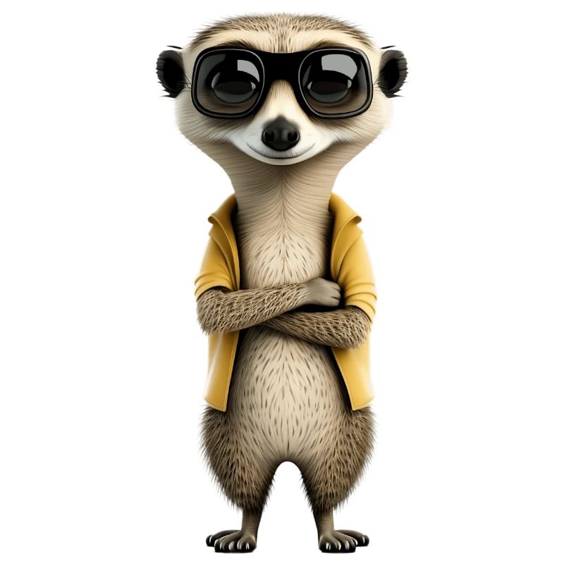 Suricate cool avec lunettes de soleil et veste