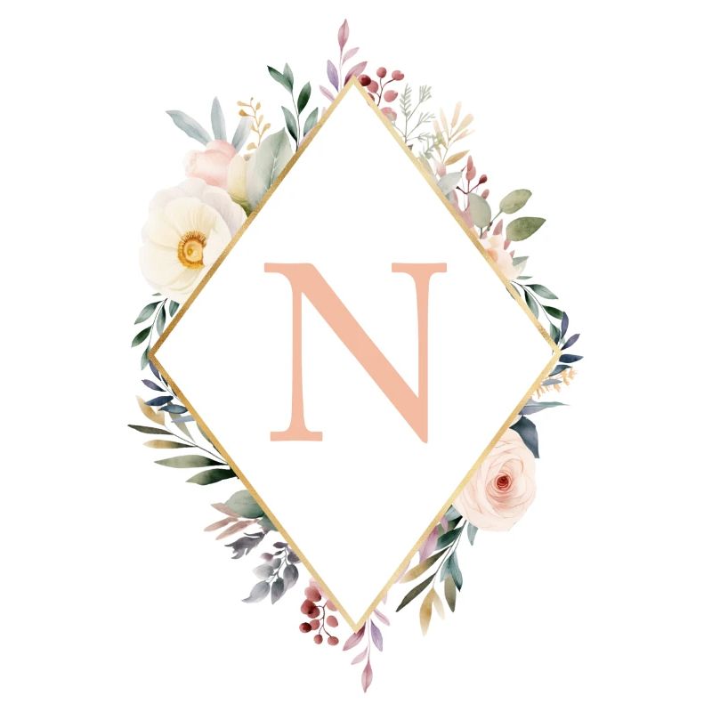 N monogramme, Floral, Boho
