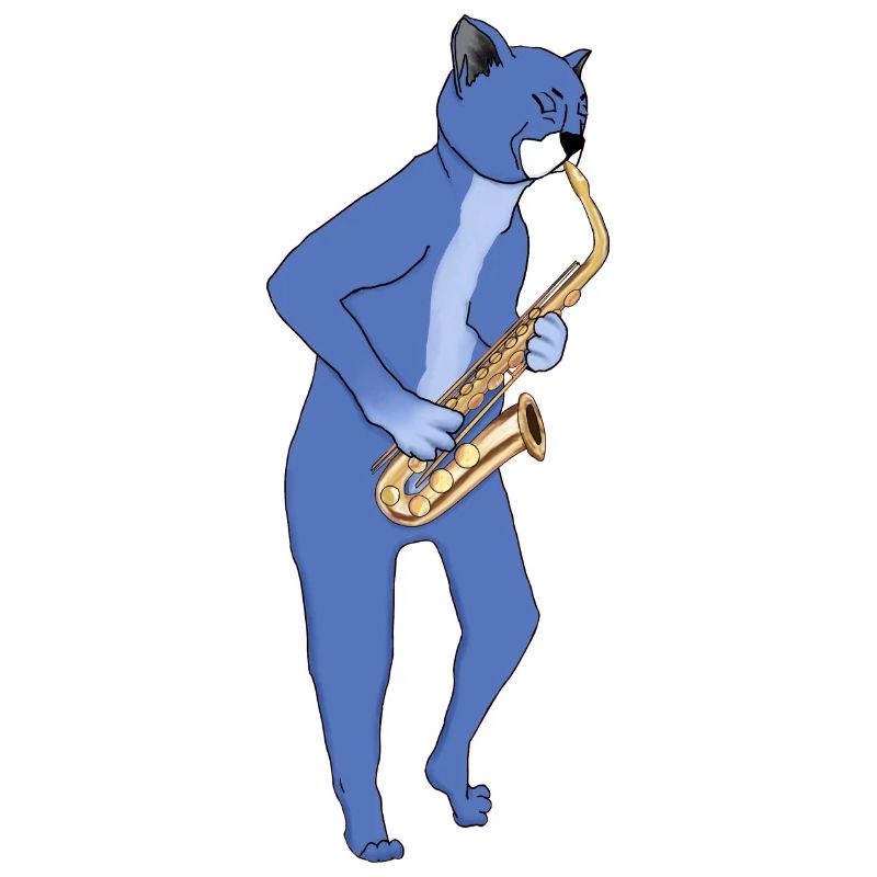 JAZZ CAT PLAYING SAXOPHONE - SAX CAT