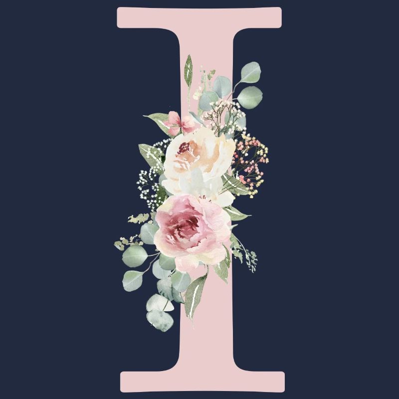 I| Monogramme | Eucalyptus Pastel Fleur Bleu