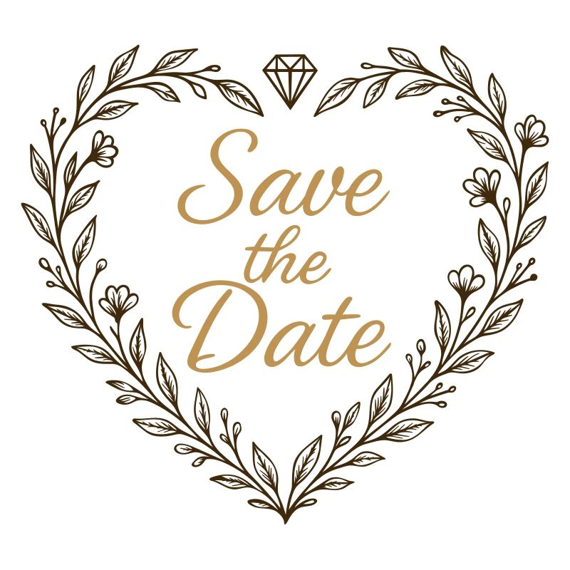 Save the Date Heart with Diamond – Wedding 2025