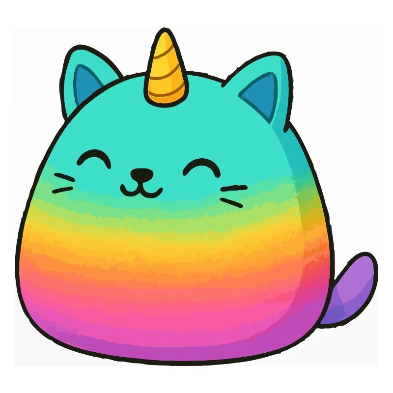 Chat licorne arc-en-ciel rose