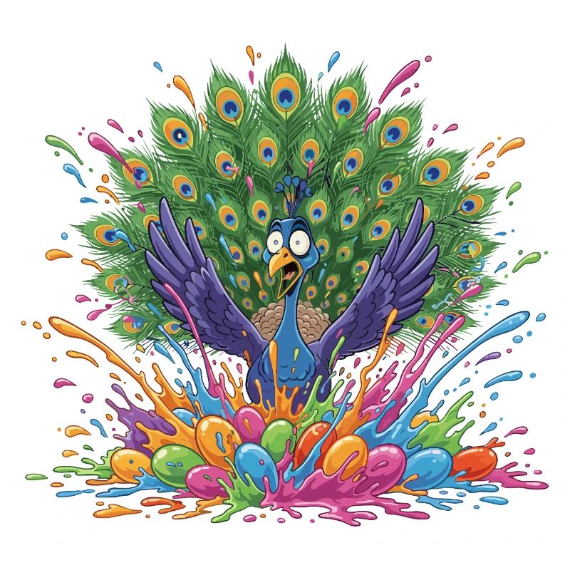 Pfau mit Farbschleuder-Panorama