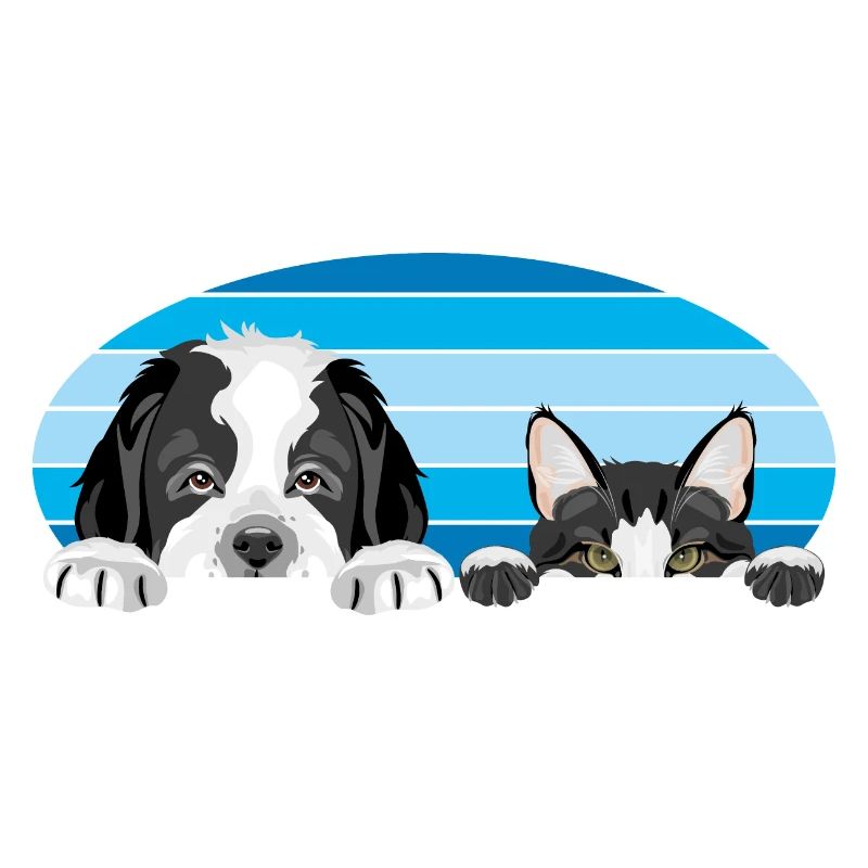 Peeping Saint Bernard chiot chien et chat mignon