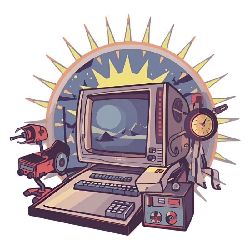 Futuristic computer with retro elements
