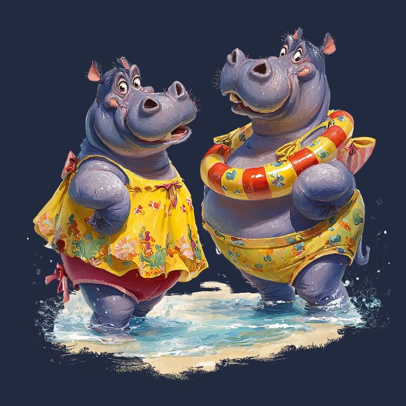 Zwei Hippos im Badedress