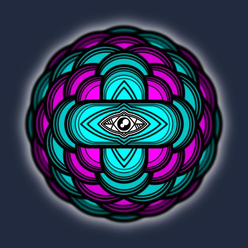 3D Mandala Neon Eye