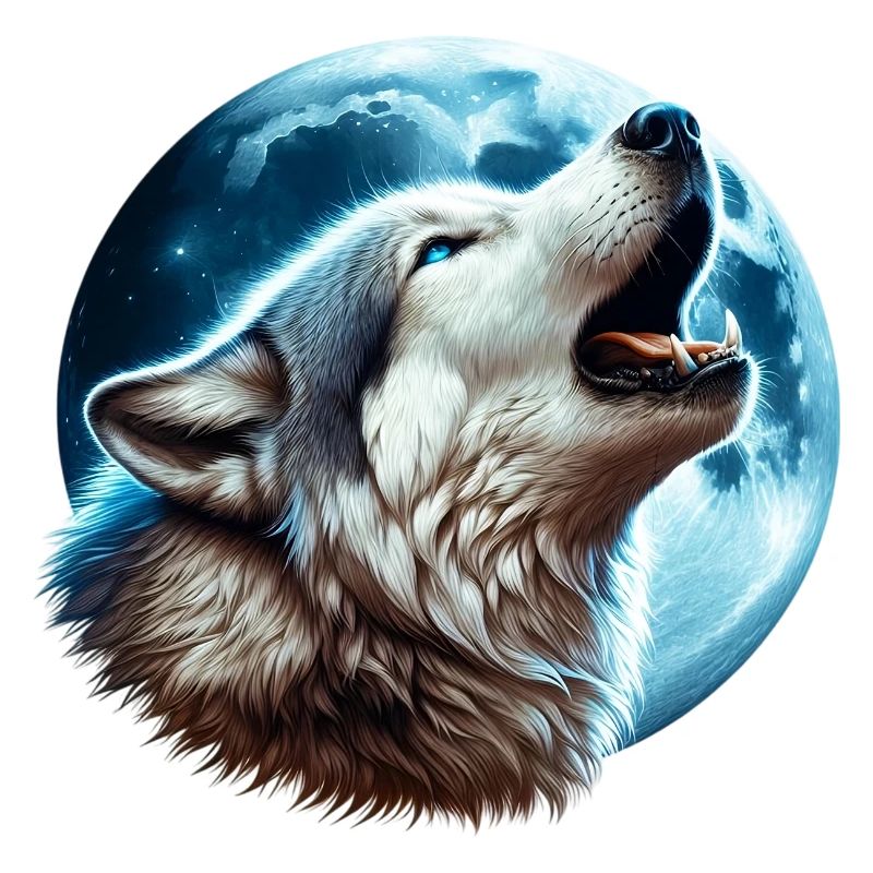 Wolf howls at the full moon