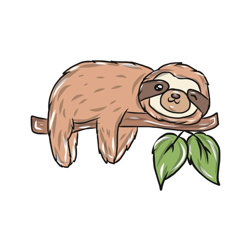 Faultier auf Ast mit Blättern