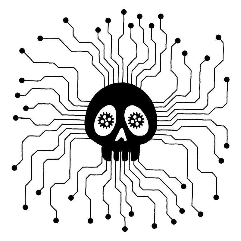 Black microprocessor skull