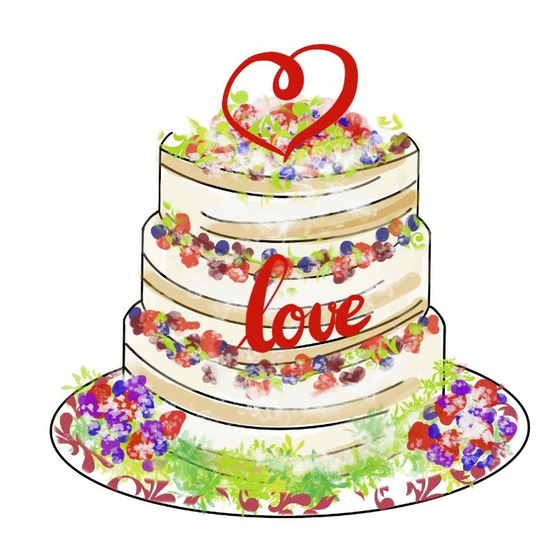 Heartfelt cake with love décor