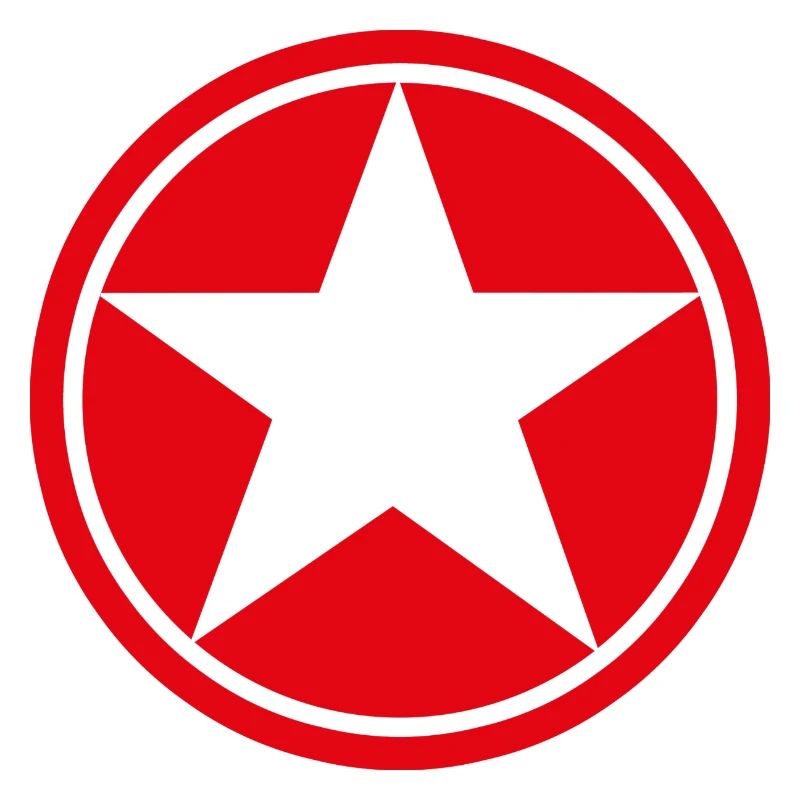 Etoile dans rond rouge cinq branches pentagramme