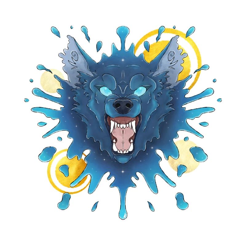 Blue Ink Spirits - Evil Growling Ink Wolf