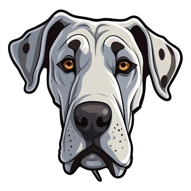 Great Dane Head Comic Cartoon Dog Lover