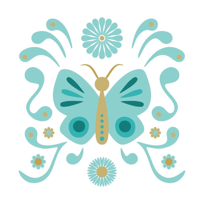 Boho Butterfly L Bleu et Or